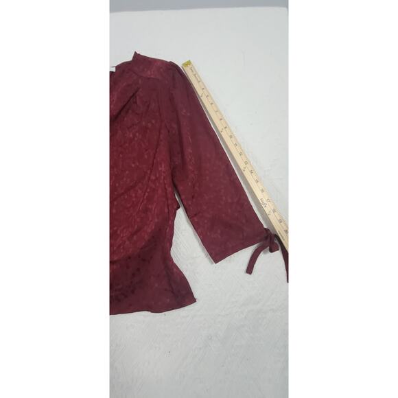 Monday Fun Stitch Fix women's burgundy blouse long sleeve drawstring Size Large - Picture 5 of 9